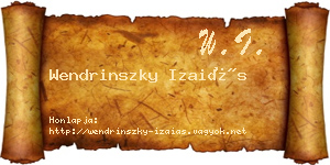 Wendrinszky Izaiás névjegykártya